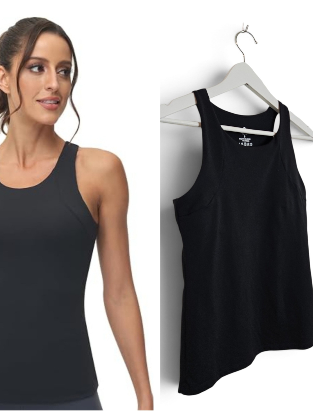 Disbest Workout Tank Top S High Neck Racerback Built In Bra Athleisure Gym Black
